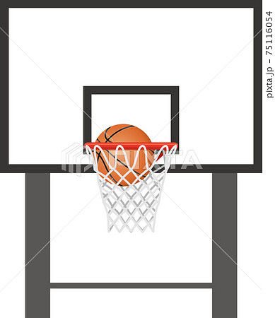 バスケットボールとゴールのイメージイラスト 正面 のイラスト素材