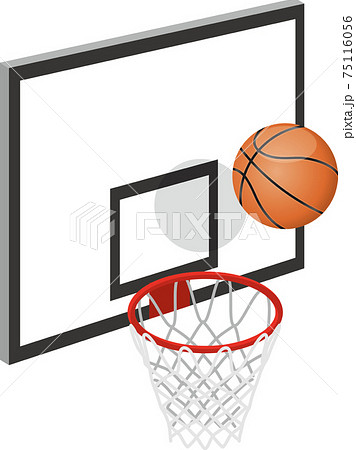 バスケットボールとゴールのイメージイラストのイラスト素材