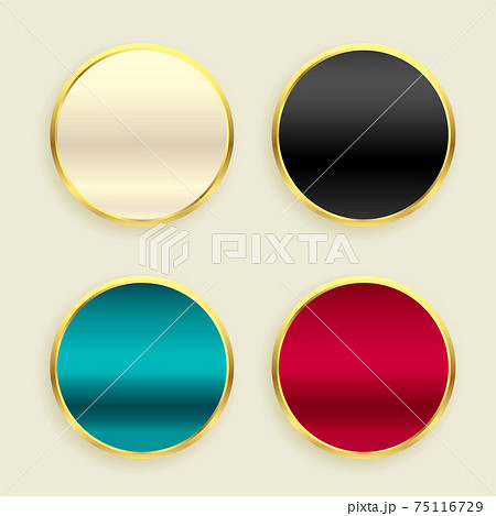 shiny metallic golden circular buttons set 75116729