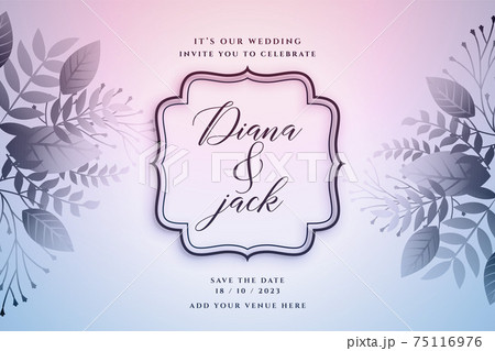 elegant wedding card design with leaves decoration 75116976