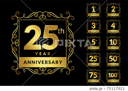 vintage luxury anniversary golden logotype emblem set vintage luxury anniversary golden logotype emblem set 75117021