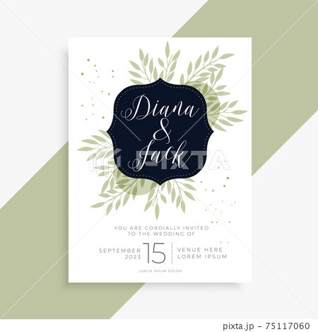 simple green leaves wedding invitation template simple green leaves wedding invitation template 75117060