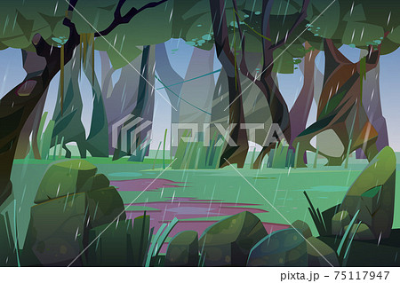 Summer landscape with rain in forest 75117947