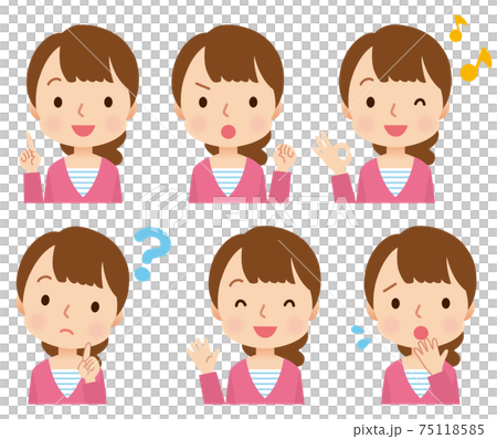 若い女性　表情セット　主婦　ママ 75118585