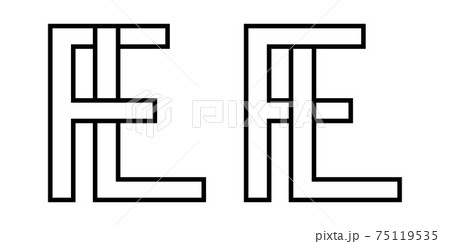 Logo sign fl lf icon sign interlaced letters L, F vector logo lf, fl first capital letters pattern 75119535