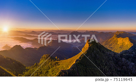 Phu Chi Dao at sunrise in Chiang rai, Thailand. 75119645