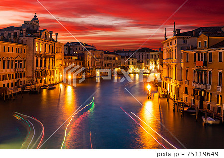 Grand Canal and at sunset, Venice, Italy. 75119649