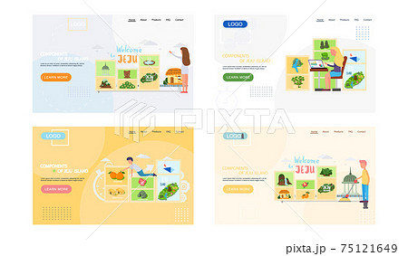 Welcome to Jeju island in South Korea, traditional landmarks, symbols. Korean land with traditional attractions 75121649