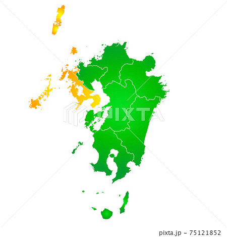 長崎県と九州地図のイラスト素材