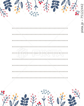 お花シンプル線画お手紙フレームのイラスト素材