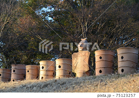 中二子古墳の南側に並べられている埴輪を撮影した風景 中二子古墳の南側に並べられている埴輪を撮影した風景 75123257