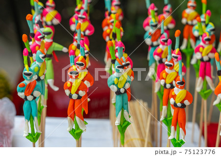 Chinese street art - Mini sculpture figures made from dough  75123776