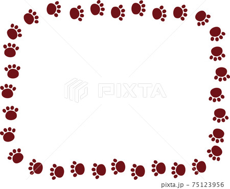 茶色の動物の足跡 飾り枠のイラスト素材