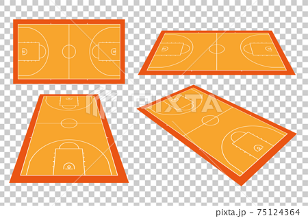奥行きのあるバスケットボールコートのイラスト素材