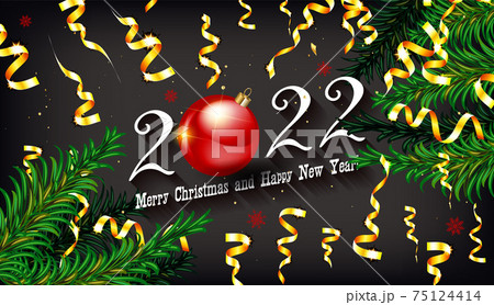 Happy New Year 2022 banner. Happy New Year 2022 banner. 75124414