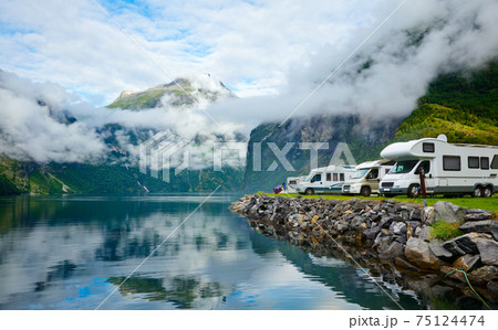 Motorhomes at Norwegian campsite 75124474