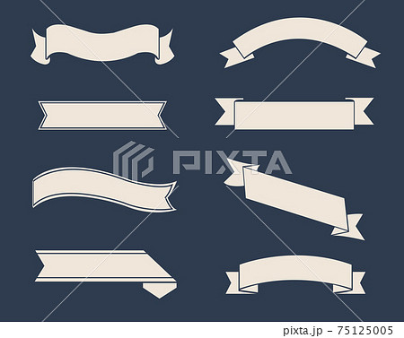 Retro Ribbon Big Set Isolated Blue Background Retro Ribbon Big Set Isolated Blue Background 75125005