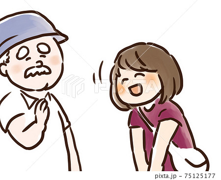 お礼を言うまたは挨拶をする女の子のイラスト素材