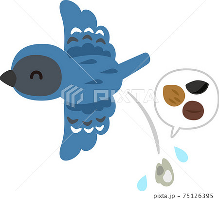 種が入ったフンを落とす小鳥 種が入ったフンを落とす小鳥 75126395