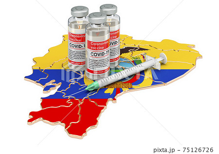 Vaccine And Syringe With Ecuadorian Map....のイラスト素材 [75126726] - PIXTA