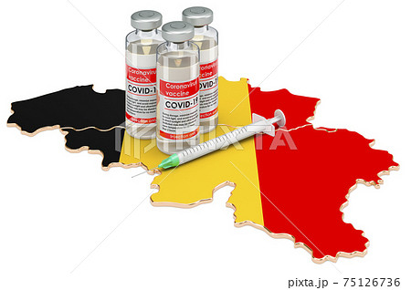 Vaccine And Syringe With Belgian Map....のイラスト素材 [75126736] - PIXTA