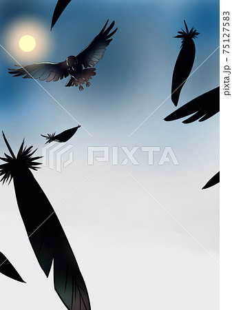 Illustration Of A Crow Flying In The Night Sky Stock Illustration