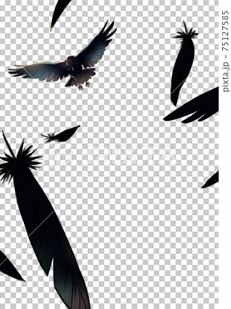 飛んでくる烏のイラスト 背景なしのイラスト素材