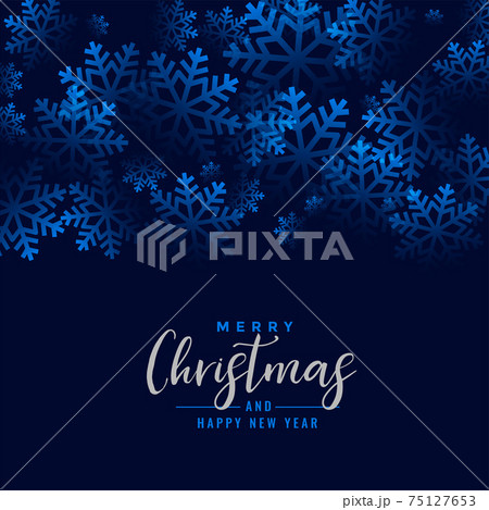 merry christmas beautiful snowflakes blue background design 75127653