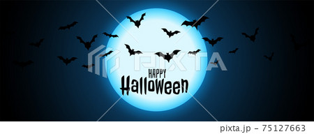 night full moon with flying bats halloween background 75127663