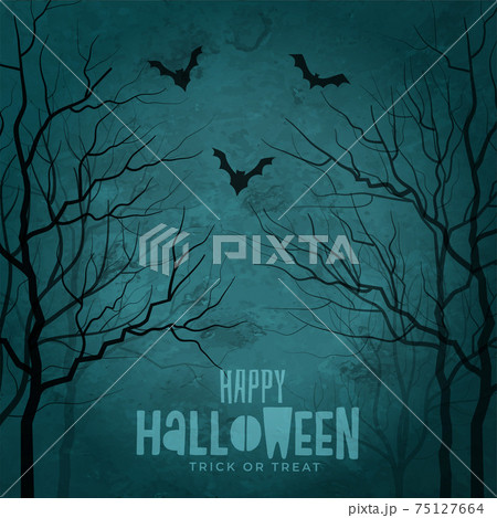 scary trees with flying bats halloween design 75127664