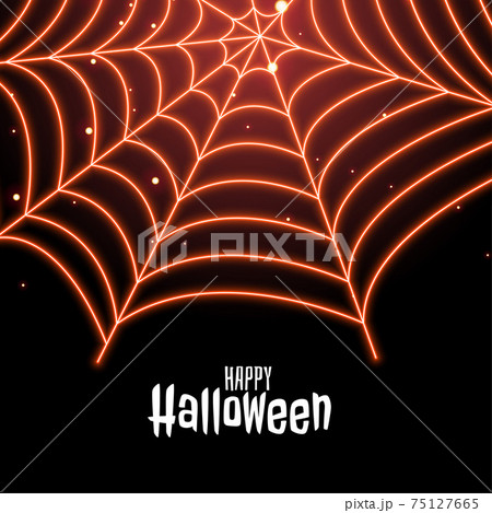 spider cobweb in neon style happy halloween background 75127665
