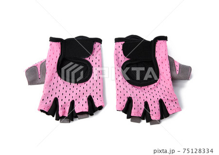 textile sports gloves for fitness training and cycling isolated on white background textile sports gloves for fitness training and cycling isolated on white background 75128334