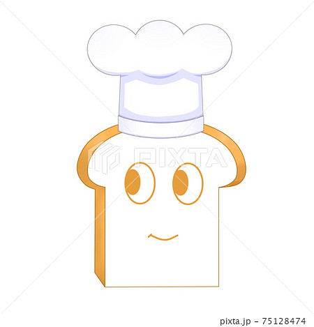 コック帽をかぶった食パン 顔あり のイラスト素材