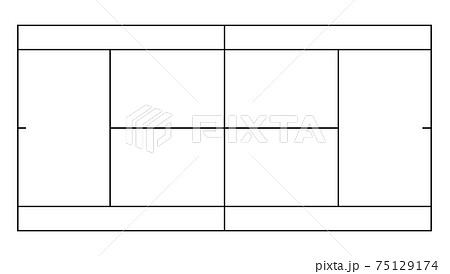 tennis court markings. Grass and ground covering. Outdoor tennis court. Sports ground for active recreation. Vector tennis court markings. Grass and ground covering. Outdoor tennis court. Sports ground for active recreation. Vector 75129174