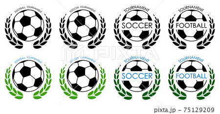 symbols sport ball for soccer on white background with winner laurel wreath. Football competition. Isolated vector 75129209