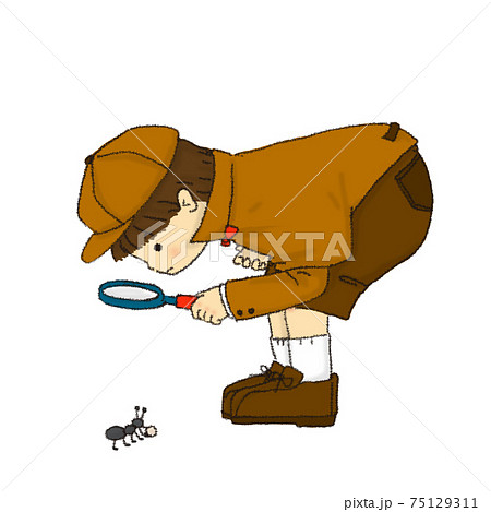 探偵ごっこをする子供のイラスト 75129311