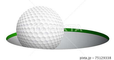 sports golf ball rolling and falls in hole on field after accurate hit. Active lifestyle. Realistic vector sports golf ball rolling and falls in hole on field after accurate hit. Active lifestyle. Realistic vector 75129338