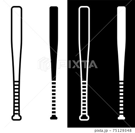 sports baseball bat in black and white simple style. American baseball is national sport. Vector 75129348