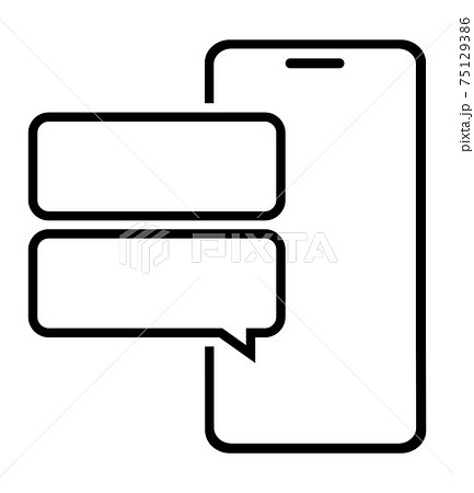 smartphone icon with incoming and outgoing messages. Text and voice messages. Online chat. Vector on white background 75129386