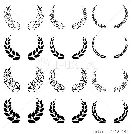 set of laurel wreaths. Award of winner of competition with olive branch. Vector 75129546