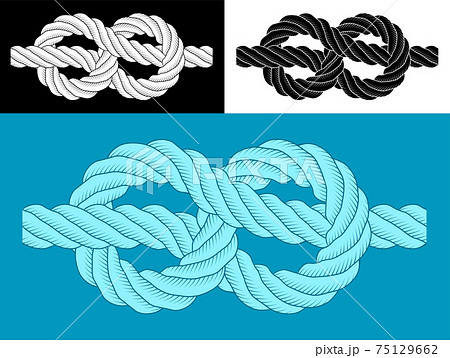 rope sea knot emblem. Rope for fastening on ships. Element for design and decoration. Vector 75129662