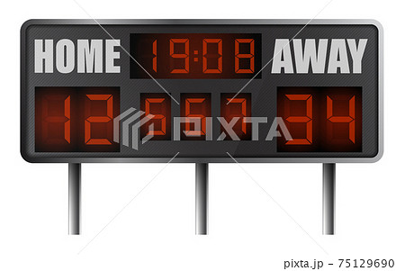 realistic electronic sports scoreboard. Score on board during match on field. Team sports. Active lifestyle. Vector realistic electronic sports scoreboard. Score on board during match on field. Team sports. Active lifestyle. Vector 75129690