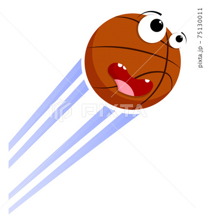 Loud funny crazy ball for basketball flies with great speed after strong throw. Sport equipment. Vector 75130011