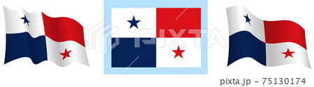 flag of republic of panama in static position and in motion, fluttering in wind in exact colors and sizes, on white background