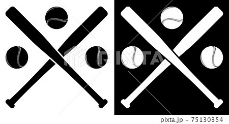 crossed sports baseball bats with balls. American national sport. Active lifestyle. Realistic vector 75130354