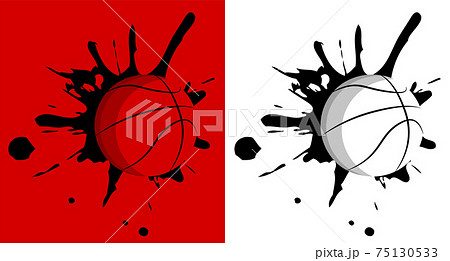 ball for basketball hit the wall with splashes. Sport equipment. Team sports in America. Active lifestyle. Vector ball for basketball hit the wall with splashes. Sport equipment. Team sports in America. Active lifestyle. Vector 75130533