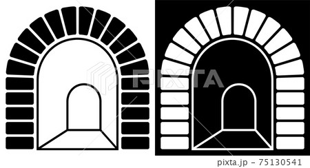 arched tunnel entrance icon. Path into unknown, overcoming fears and obstacles. Vector 75130541