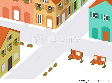 洋風な街並み　立体イラスト 75130553