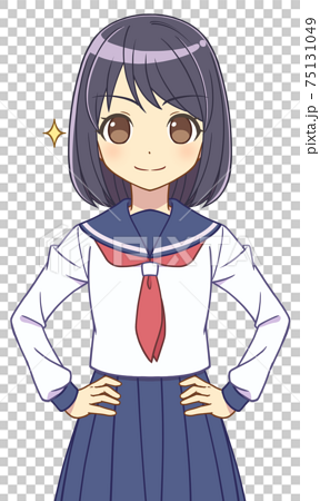 A Girl In A Sailor Suit With Her Hands On Her Hips Stock Illustration