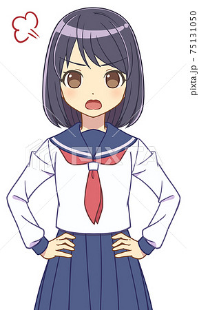 怒るセーラー服の女の子 のイラスト素材